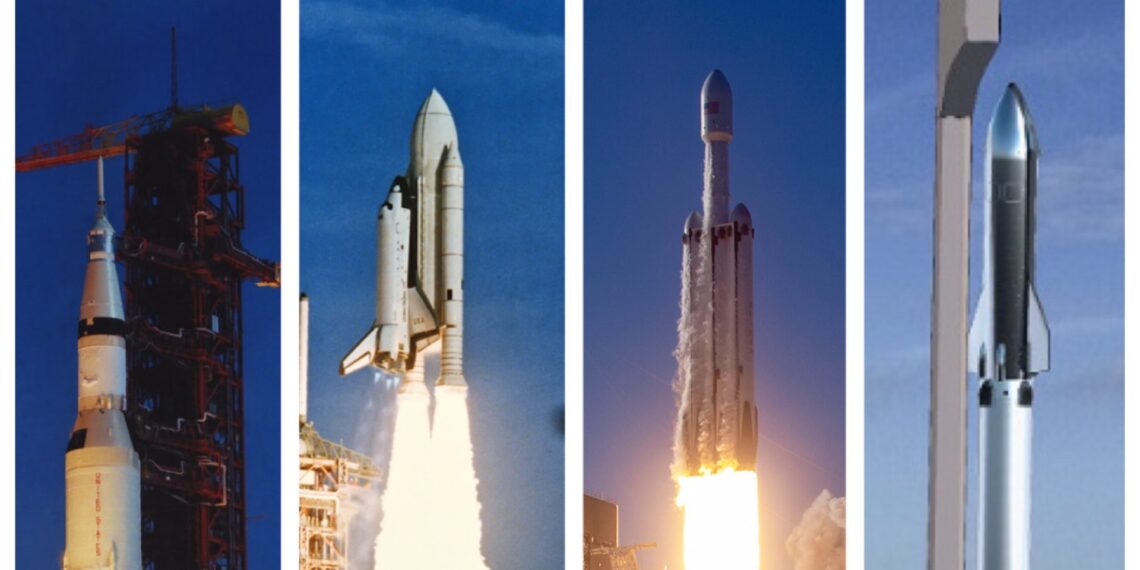 saturn v, space Shuttle, falcon Heavy, starship dal 39A