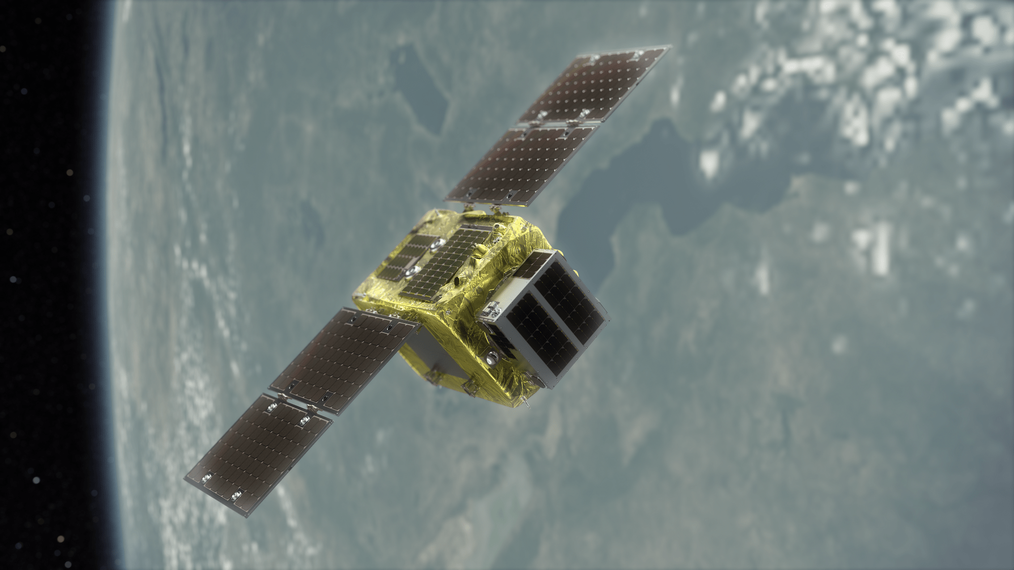 Un render dei due satelliti Astroscale: il Target e il Chaser. Credits: Astroscale