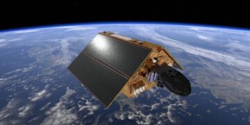 Un render del satellite Sentinel 6 in orbita. Credits: ESA