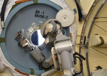 Il robot russo Fedor a bordo della ISS nel 2019. Credits: Roscosmos.