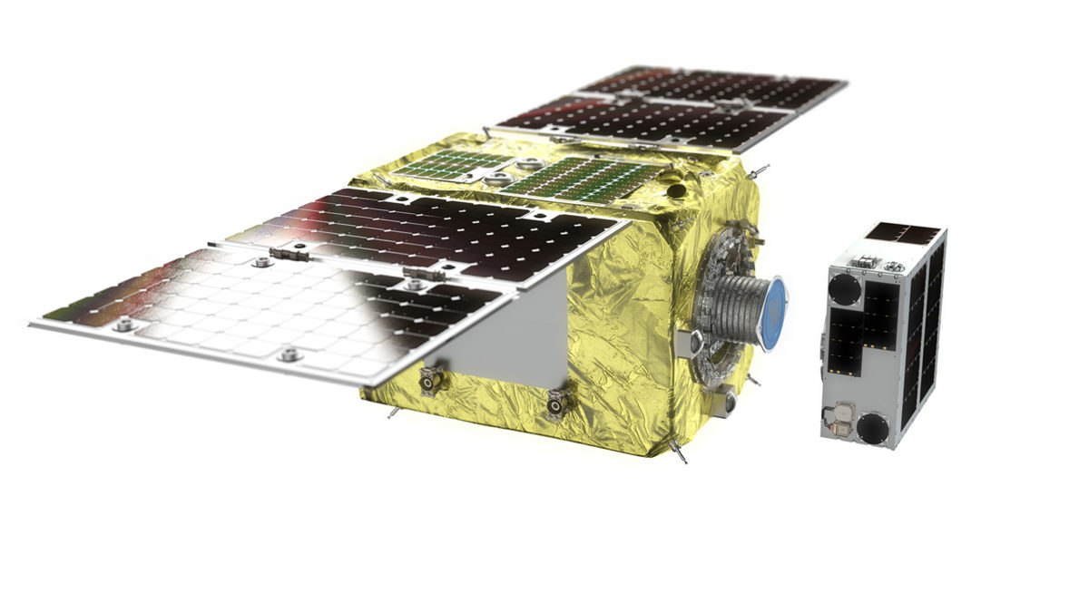 Un render del satellite Chaser e Target della missione ELSA-d, precursore di ELSA-M. Credits: Astroscale