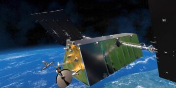Un render del satellite Lightspeed. Credits: Thales Alenia Space.