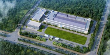 Un render di come sarà l'impianto di Geely per la produzione satellitare, una volta completato. Credits: Geely.