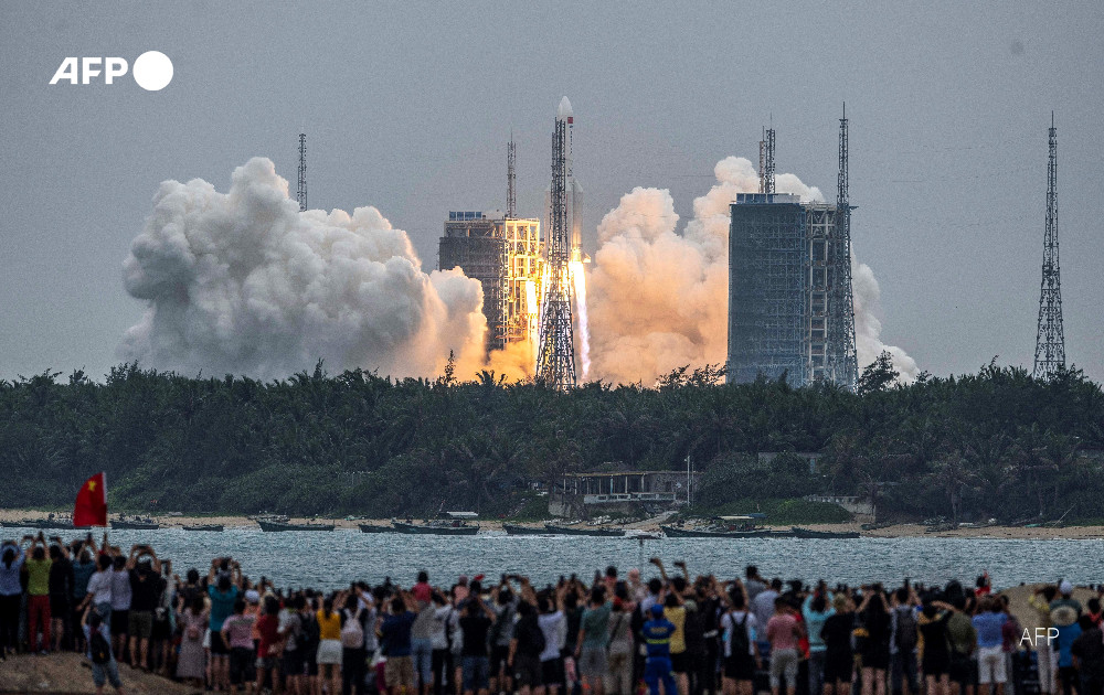 Il lancio del Lunga Marcia 5B con il modulo Tianhe.