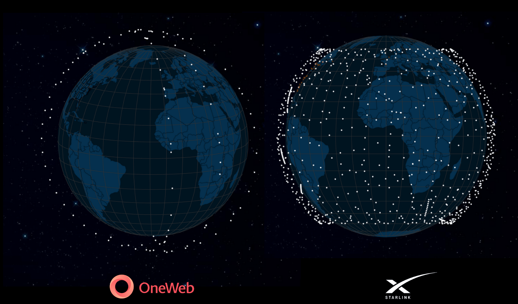 Le costellazioni Starlink e OneWeb aggiornate al 4 Maggio 2021. 