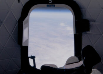 La vista da una delle postazioni del New Shepard. Credits: Blue Origin