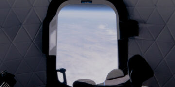 La vista da una delle postazioni del New Shepard. Credits: Blue Origin