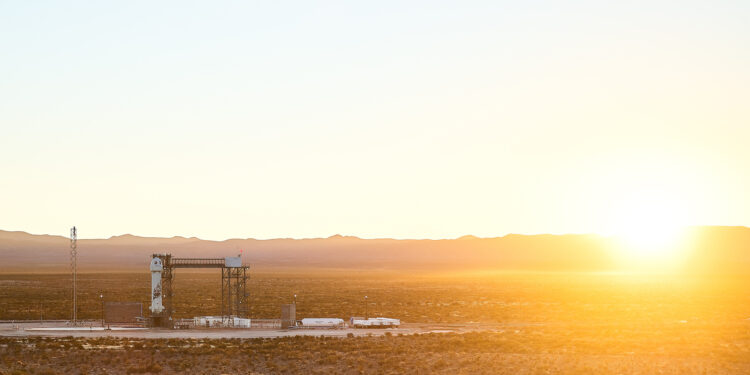 Il New Shepard pronto per la missione NS16. Credits: Blue Origin.