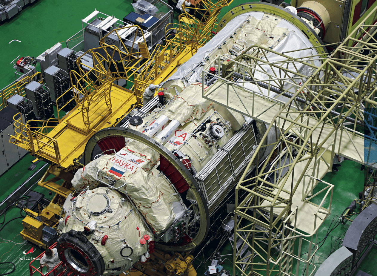 Il modulo Nauka prima del lancio. Credits: Roscosmos. 