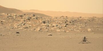 Ingenuity fotografato dalla Mastcam-z di Perseverance il 15 giugno. Credits: Image Credit: NASA/JPL-Caltech/ASU