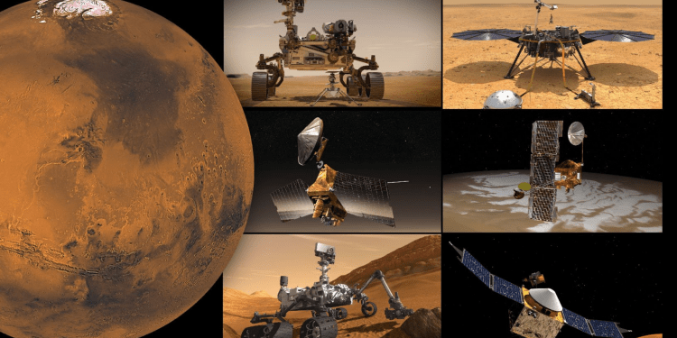 Le missioni della NASA attualmente attive su Marte. credits: NASA