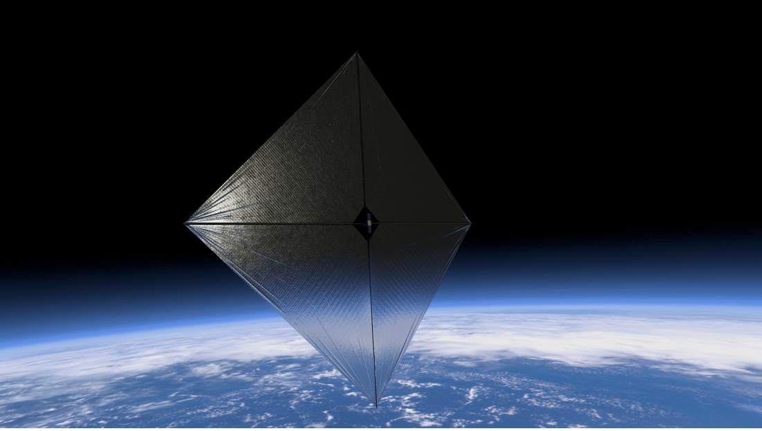 Un render della vela solare del Advanced Composite Solar Sail System. Credits: NASA