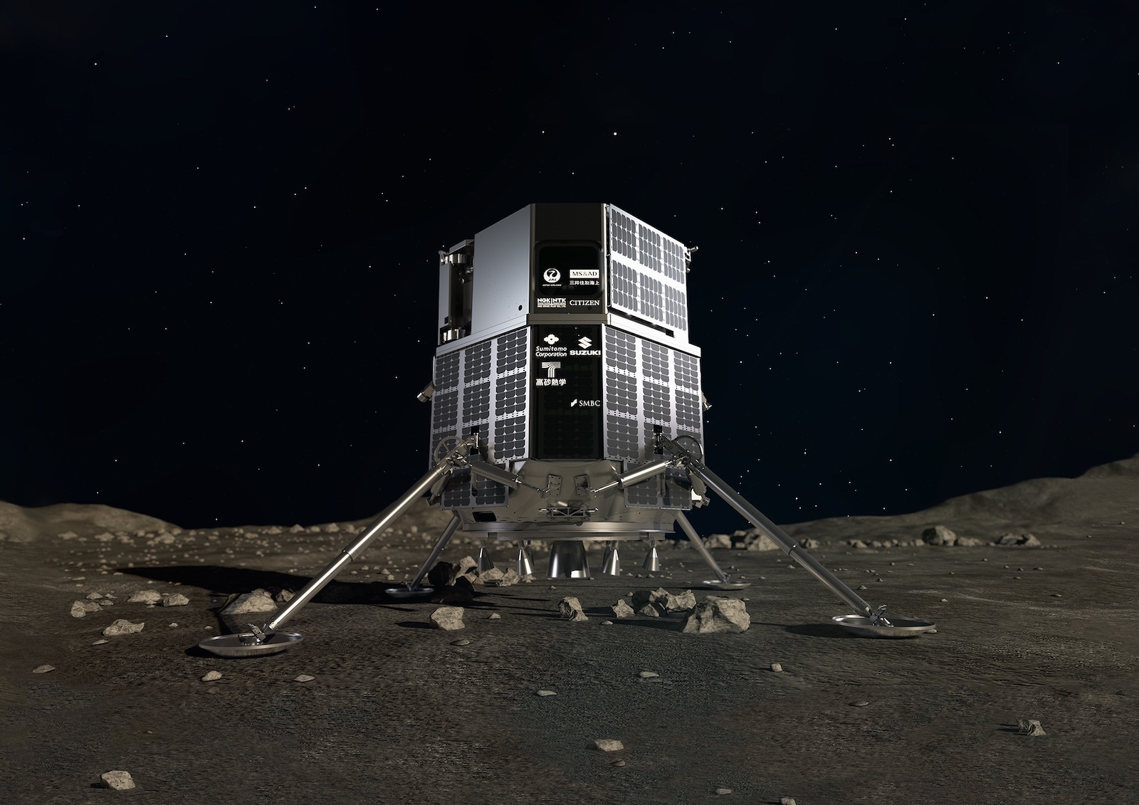 Un render del lander Hakuto-R. Credits: ispace