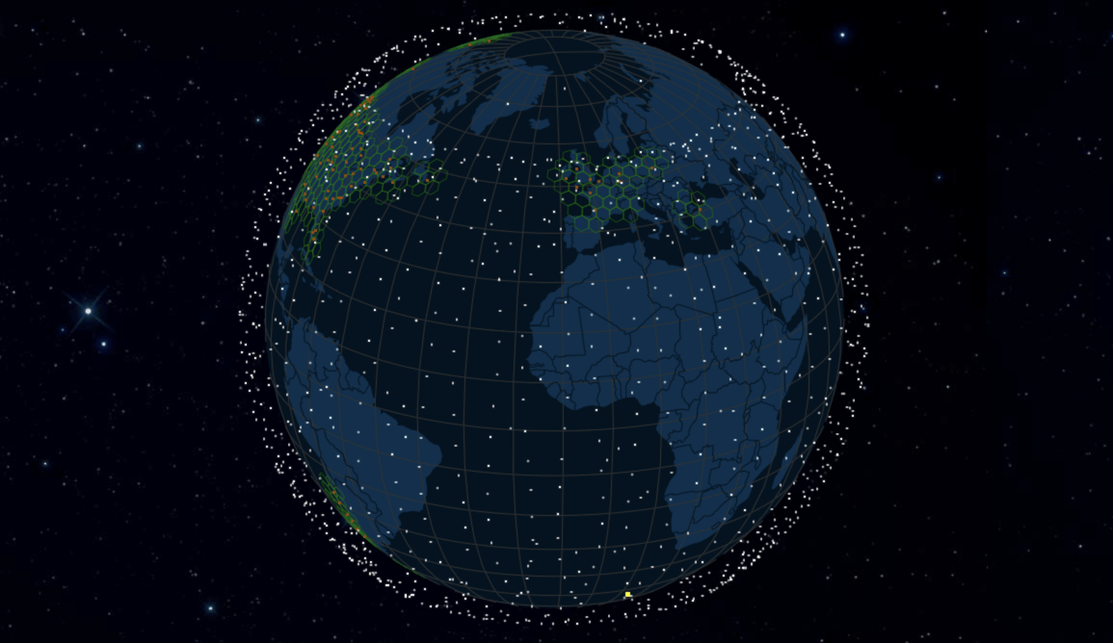 Mappa degli Starlink in orbita al 18 marzo. Credits: Satellitemap. 