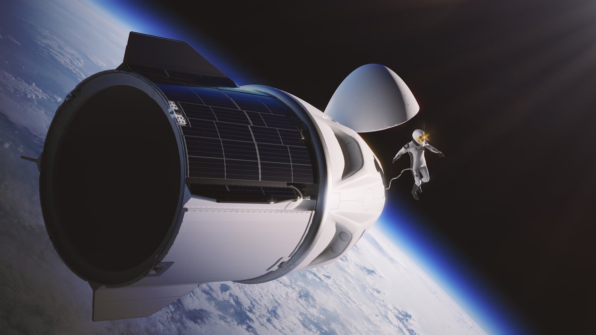 Un render della missione Polaris Dawn di SpaceX