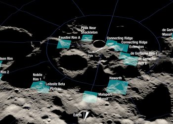 Le 13 zone selezionate dalla NASA per l'allunaggio di Artemis 3. Credits: NASA