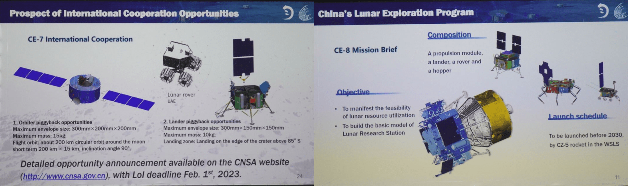 Le slide mostrate allo IAC2022 dalla delegazione cinese. Credits: CNES. Foto astrospace.it. Per le foto in alta definizione, contattare la redazione di Astrospace.it