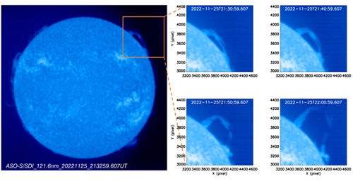 Protuberanza solare immortalata dal LST a bordo di ASO-S