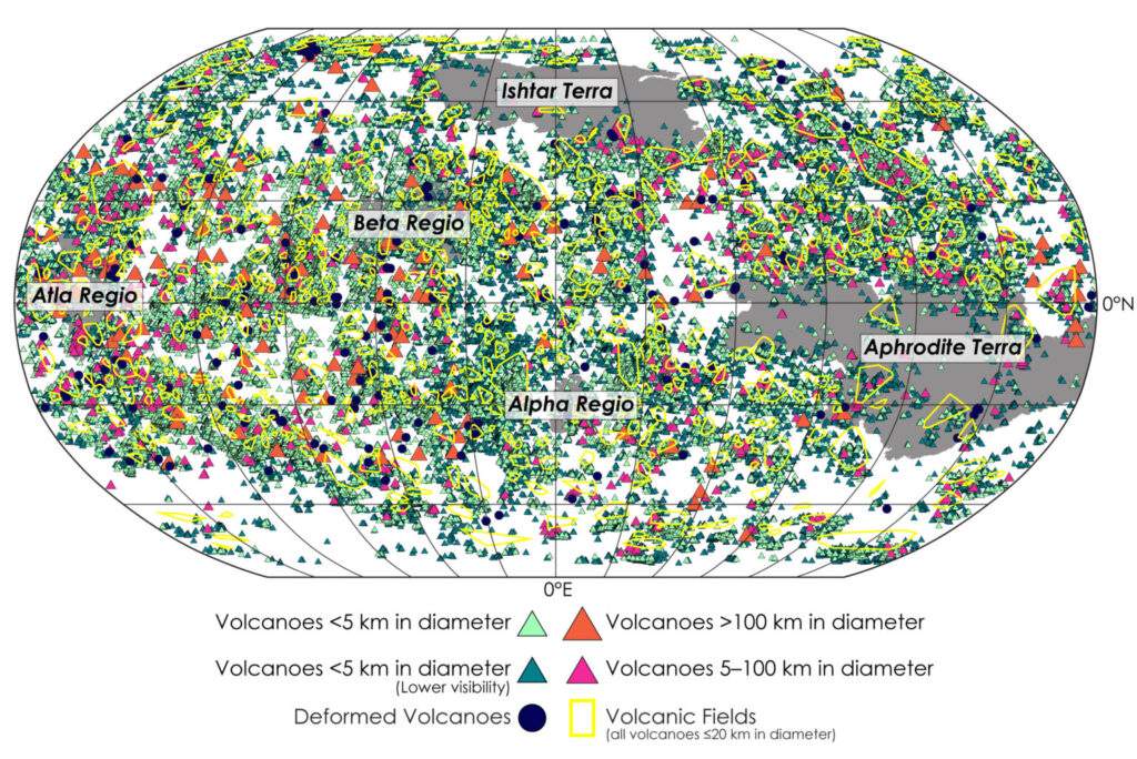 Mappa vulcani di Venere