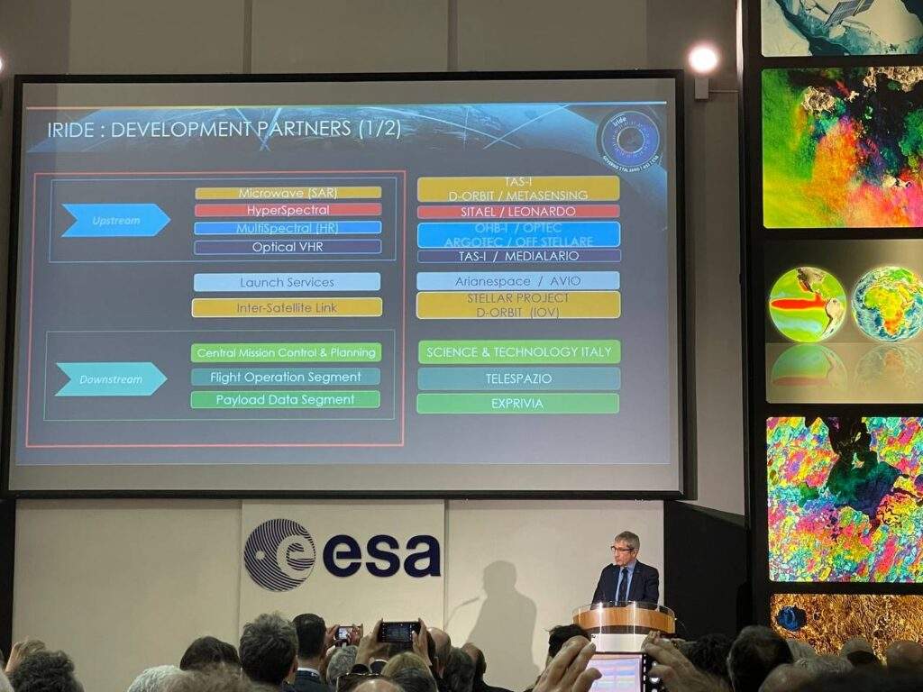Le varie aziende che partecipano alla costruzione del Programma IRIDE. Credits: ESA / Biagio Cimini per Astrospace.it