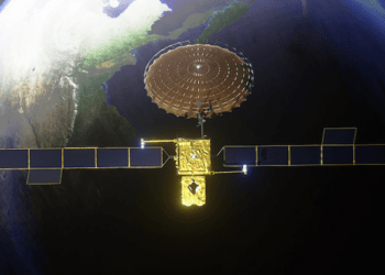 Un render del satellite I6-F2 di Inmarsat (ora ViaSat) in orbita.