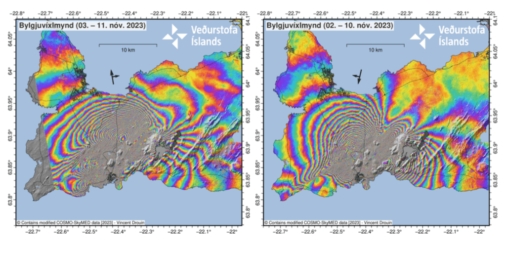 COSMO-SkyMed sta monitorando l'eruzione del vulcano Fagradalsfjall in Islanda