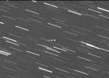 Immagine fornita dal Virtual Telescope Project che mostra l'asteroide 2008 OS7 con esposizione di 180 secondi mentre si stava avvicinando alla Terra, a circa 4 milioni di chilometri, giovedì 31 gennaio 2024. Credits: The Virtual Telescope Project