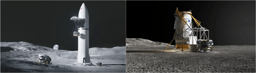 I due lander cargo americani per l'esplorazione lunare del prossimo decennio. 