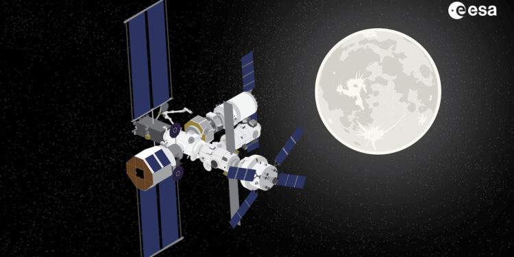 un Render della stazione lunare Lunar Gateway. Credits. ESA–K. Lochtenberg