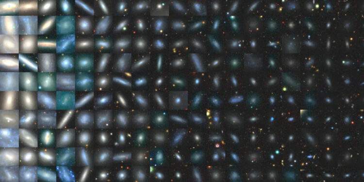 Mosaico di galassie analoghe alla Via Lattea studiate nell'ambito del SAGA Survey. Credits: Yao-Yuan Mao/DESI Collab./SAGA Survey