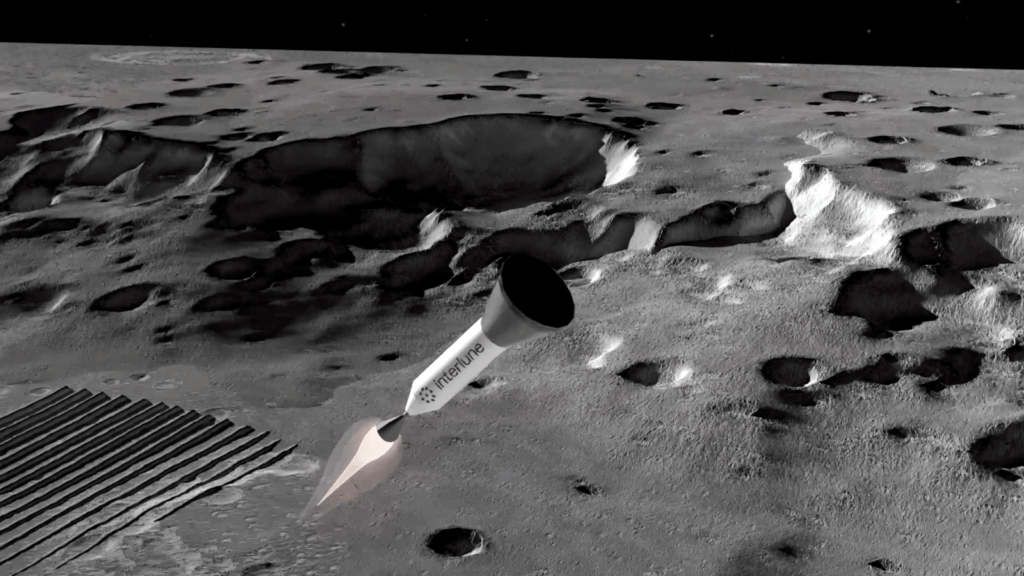 Il mezzo immaginato da Interlune per lanciare l'Elio-3 dalla Luna e farlo tornare sulla Terra a bordo di una capsula.