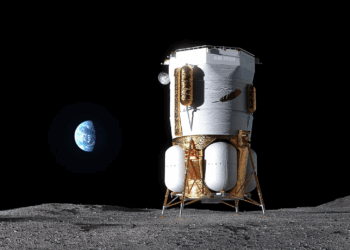 Un render del lander lunare Blue Moon Mk 1 di Blue Origin. Credits: Blue Origin