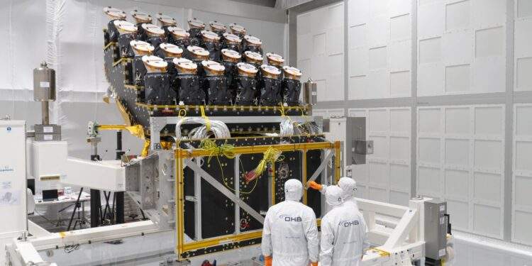 Installazione di 24 dei 26 telescopi della missione PLATO dell?ESA completata, presso OHB in Germania. Credits: ESA – P. Sebirot