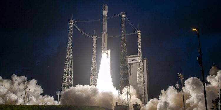 Lancio di Vega-C il 29 aprile 2025, con a bordo il satellite europeo Biomass. Credits: ESA-CNES-Arianespace