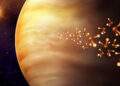 Rappresentazione artistica di Venere e composti con potenziali biofirme che saranno indagati dalla missione VERVE proposta dal Regno Unito. Credits: Danielle Futselaar