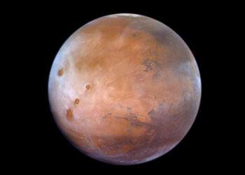 Marte fotografato dall'orbiter Hope dell'UAE Space Agency. Credits: Noora Rashed Alsaeed, UAE Space Agency
