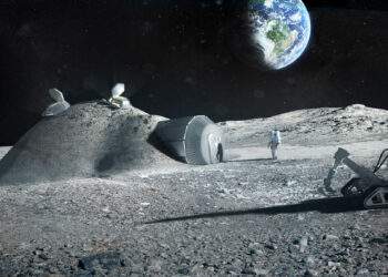 Render di una base lunare del futuro. Credits: ESA/Foster + Partners