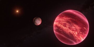 Render artistico di CD-35 2722, un sistema stellare con un oggetto simile a una luna in orbita attorno a una nana bruna. Credits: ESO/M. Kornmesser