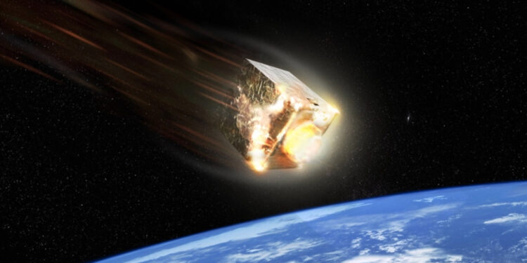 Render artistico del rientro di un satellite. Credits: ESA