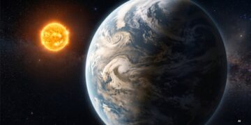 Il candidato esopianeta scoperto attorno a KIC 9139163, una stella pulsante di tipo solare situata nella costellazione del Cigno. Credits: INAF/realizzata con AI Gemini