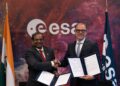 La firma dell'estensione dell'accordo di cooperazione spaziale tra ESA e ISRO a settembre 2026. Credits: ESA/D. Dos Santos