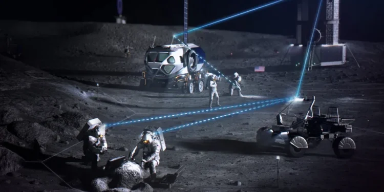 Render delle future infrastrutture sulla superficie lunare per la Moon Base. Credits: NASA