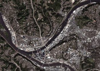 La città di Pittsburgh vista dai satelliti Eaglet II di IRIDE. Credits: ASI/IRIDE