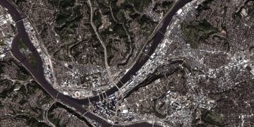 La città di Pittsburgh vista dai satelliti Eaglet II di IRIDE. Credits: ASI/IRIDE