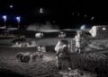 Render artistico della futura Moon Base al Polo Sud lunare. Credits: NASA